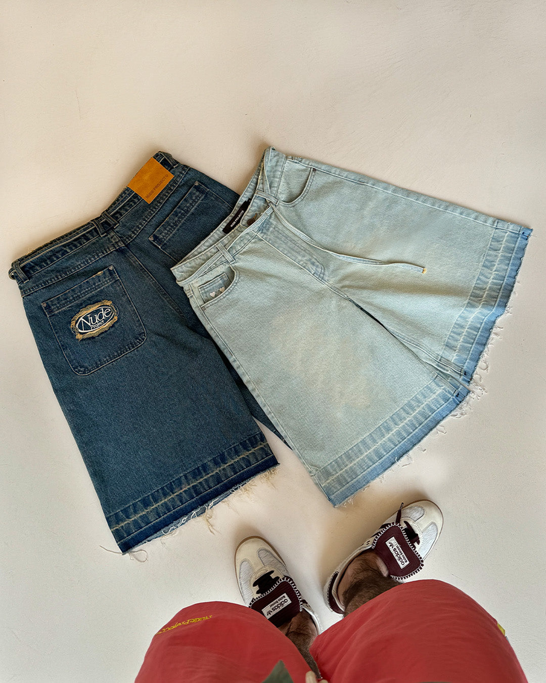 OLD BAGGY DENIM SHORTS SAND DUST