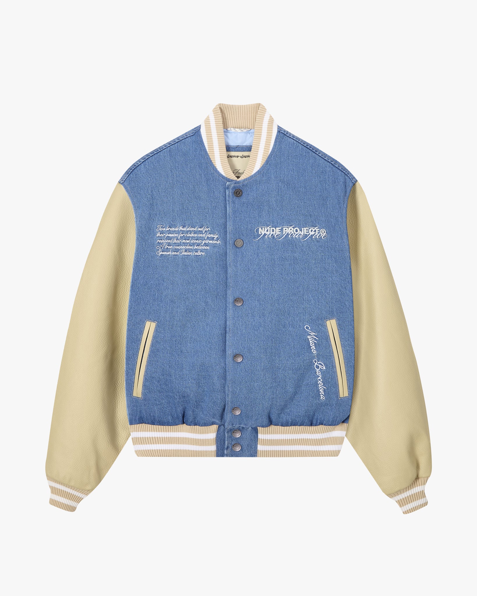 NUDE PROJECT x 545 DENIM VARSITY JACKET