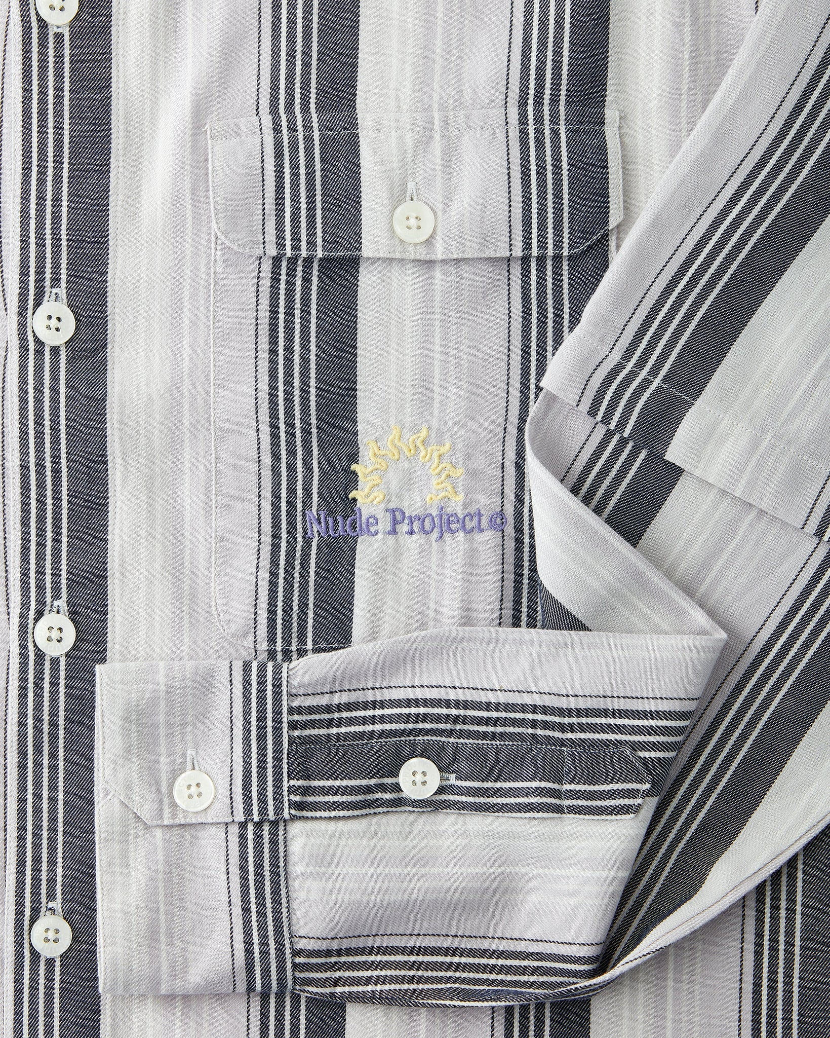 STRIPE DOUBLE SLEEVE SHIRT PURPLE