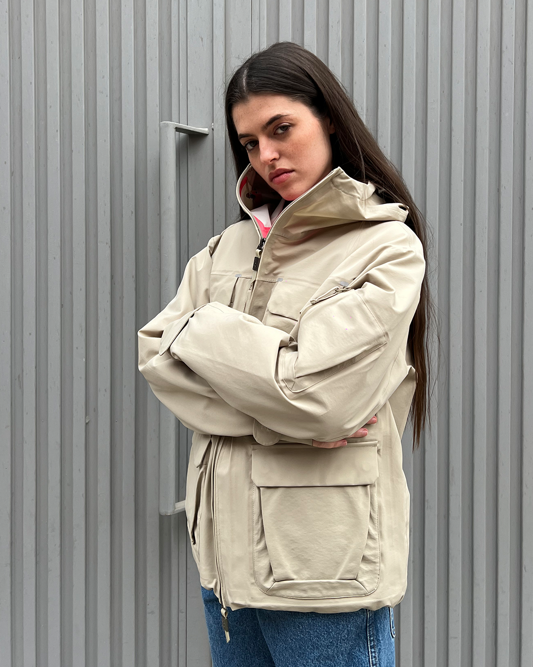 SOFT SHELL BOXY JACKET BEIGE