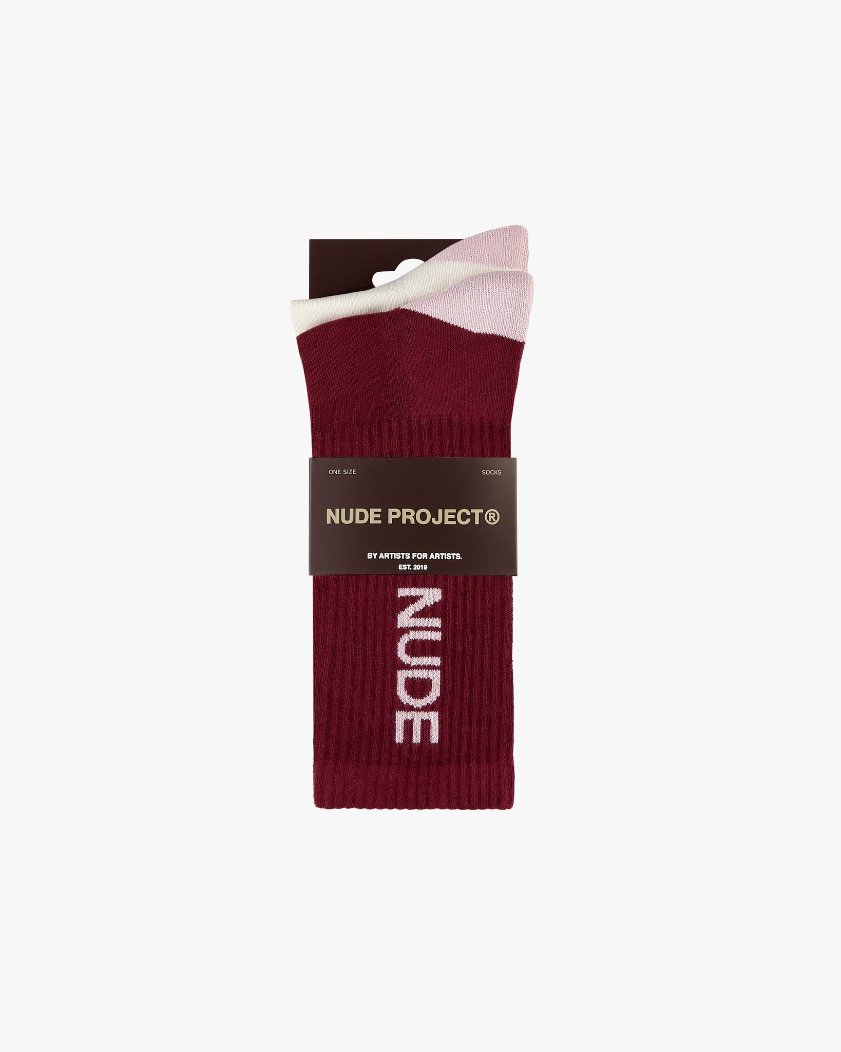 2 PACK LOGO SOCKS WHITE/BURGUNDY